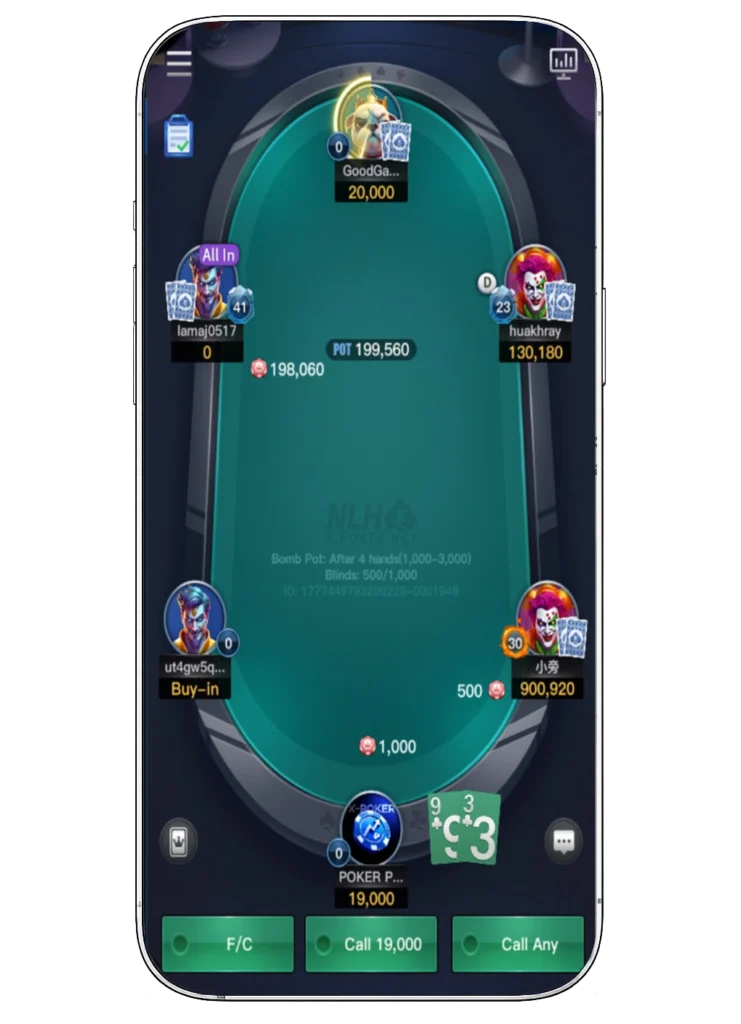 X-Poker interface lobby
