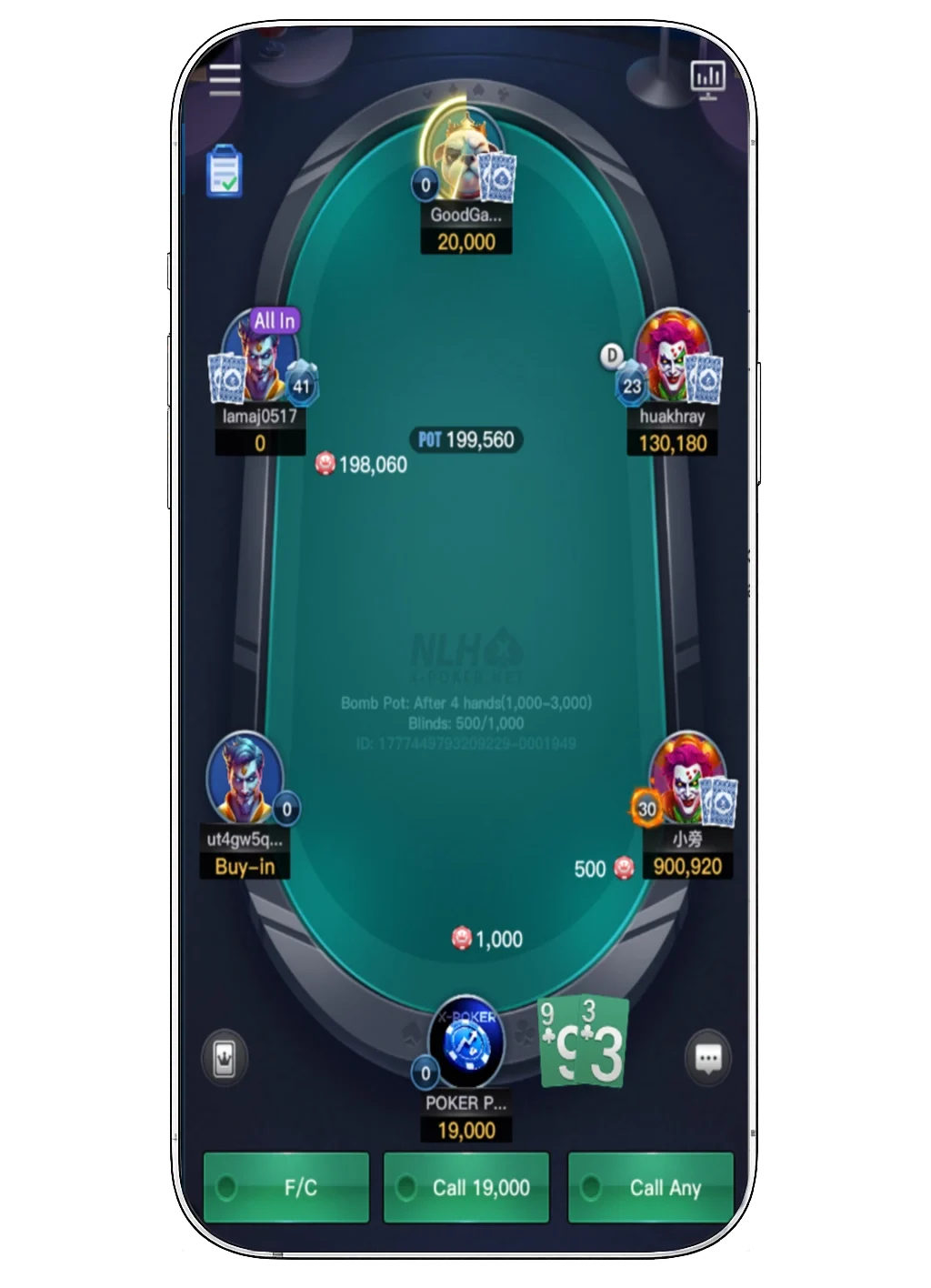 X-Poker интерфейс стола