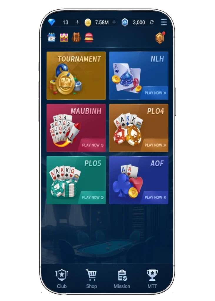 X-Poker filter menu
